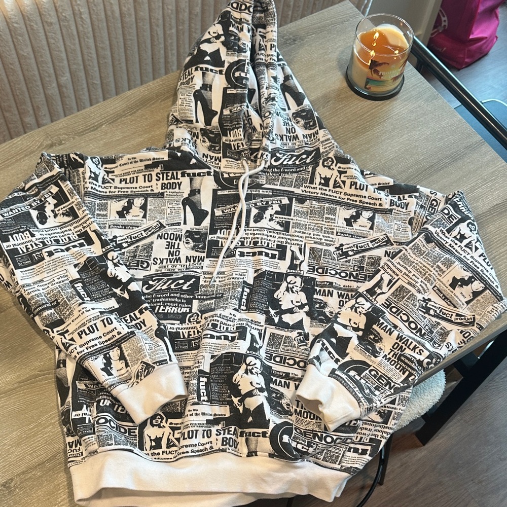 Fuct Newspaper Print Hoodie Mens S